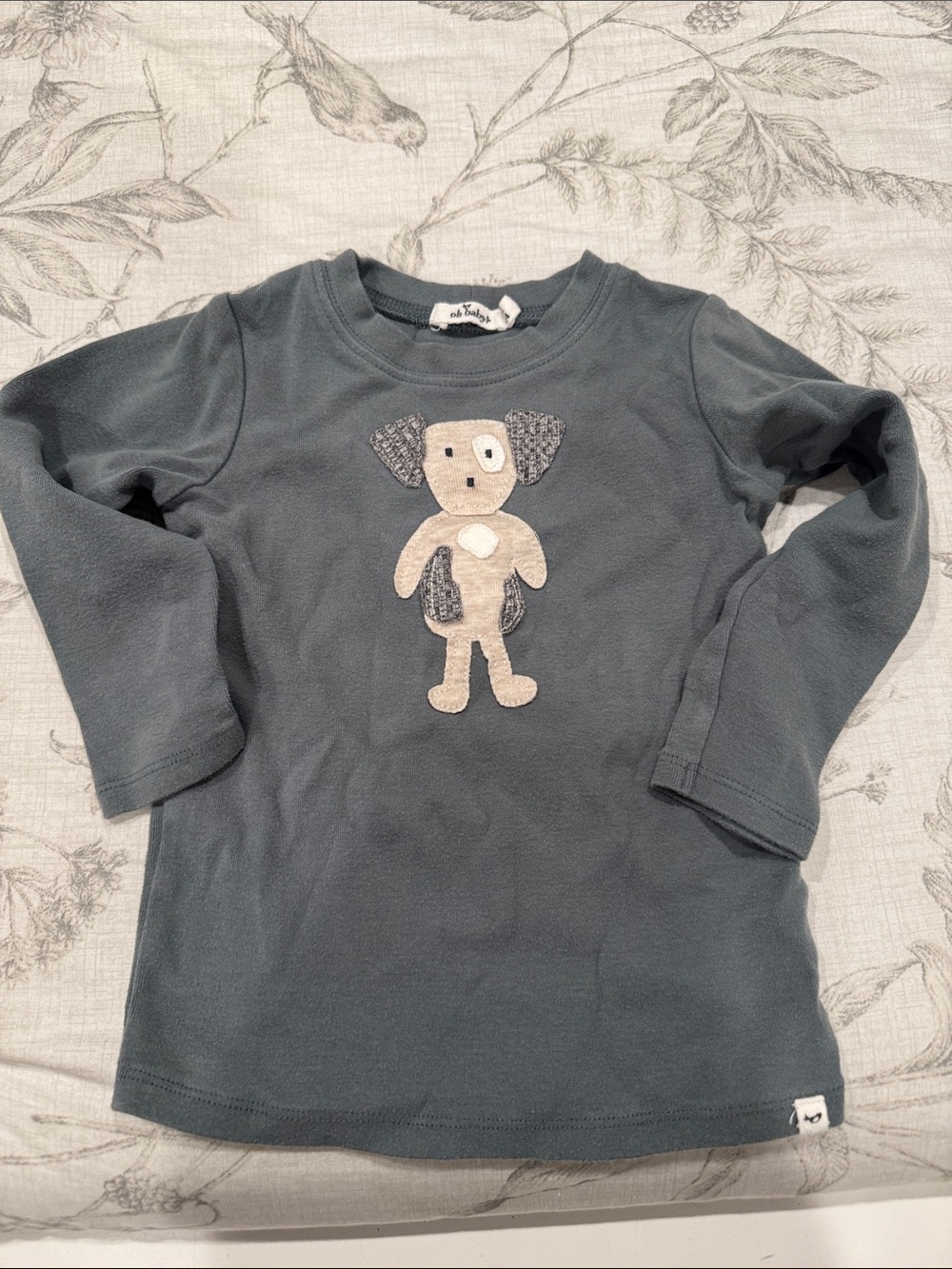 Kids Long-Sleeve Tee with Dog Applique